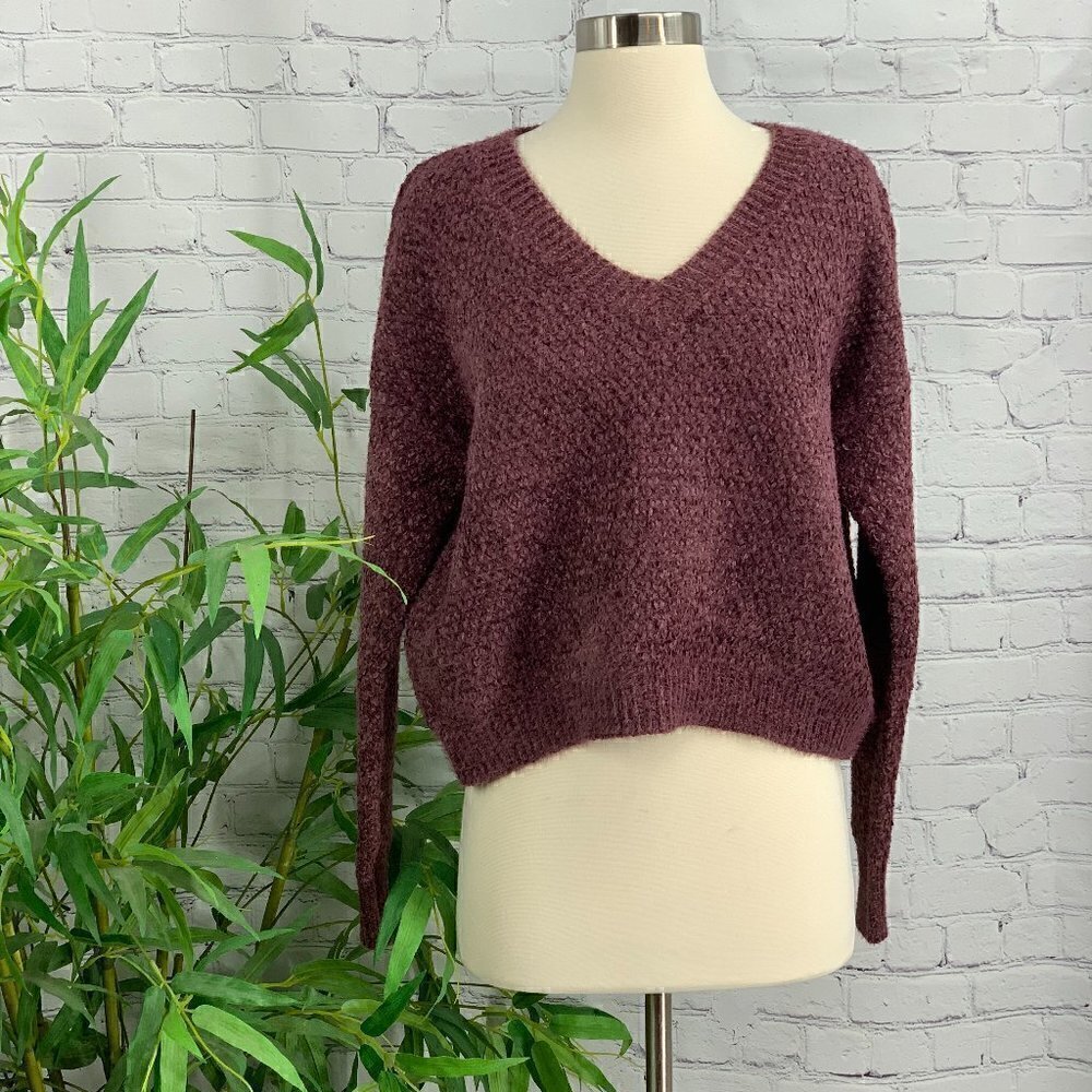 Double Zero Heathered Plum Chenille Sweater